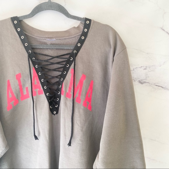 Alabama Crimson Tide Custom PLUS Lace Up Pullover Sweatshirt - Picture 2 of 7